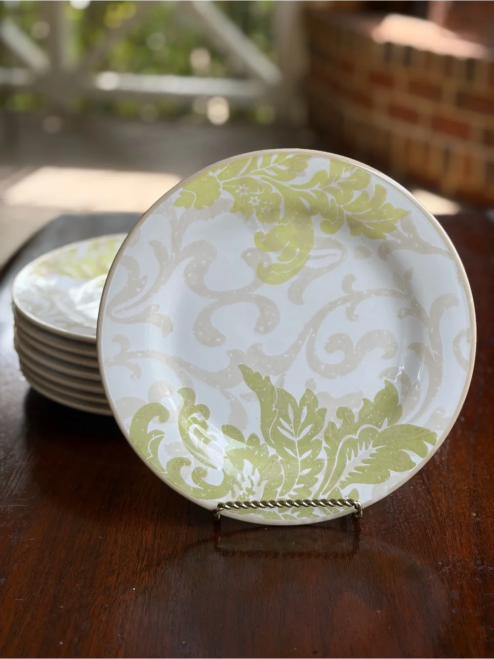 Noble Excellence Garden Scroll 8-3/4” Salad Luncheon Plates Set of 8 EUC